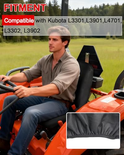 StarknightMT Tractor Seat Cover Waterproof Oxford Fabric Fast Install - color: Black