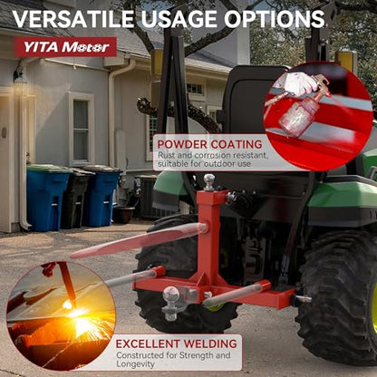 YITAMOTOR 3 Point Trailer Hitch with 2" Receiver for Category 1 Tractors