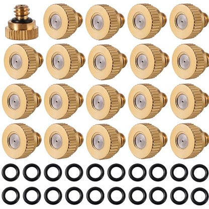 20 Pack Brass Misting Nozzles 10/24 UNC 0.020" (0.5mm) Orifice - size: 20pc-Misting Nozzle With O Ring