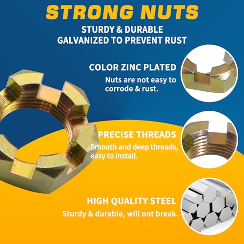 2Sets 1'' Trailer Axle Nut Kits Galvanized for 1'' Thread Spindle - color: KIT#8 (2Set 1'' Trailer Axle Nut Kit)
