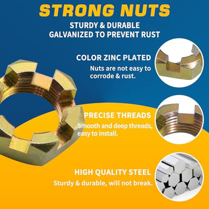 2Sets 1'' Trailer Axle Nut Kits Galvanized for 1'' Thread Spindle - color: KIT#8 (2Set 1'' Trailer Axle Nut Kit)