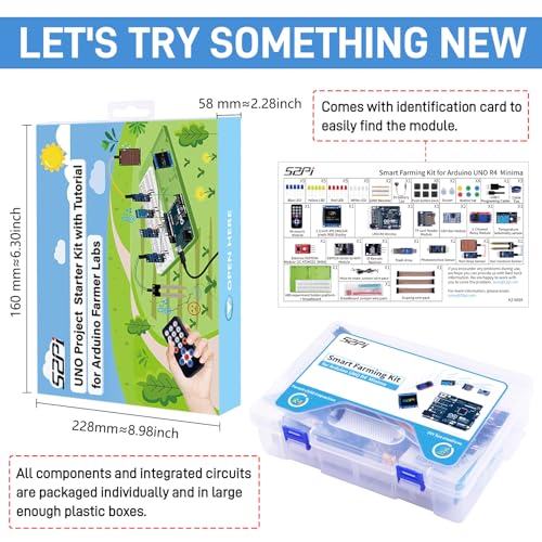 GeeekPi Ultimate Sensor Kit for Arduino UNO R4 Minima, Smart IoT & Basic Sensor Projects, for Smart Farm, Beginners and Engineers, Includes Various Sensors and Accessories
