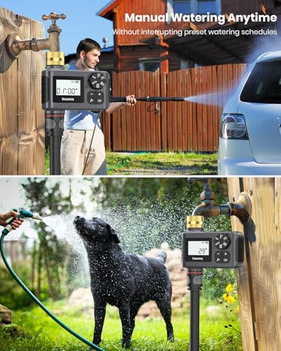 2 PCS Water Timer with Brass Inlet, Water Sprinkler Timer with Rain Delay/Manual/Automatic Drip Irrigation and Lawn Watering System for Yard - size: 1 Outlet -2 Pack