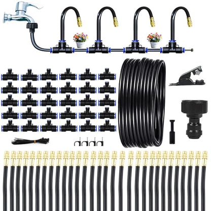 360° Adjustable Drip Irrigation System - Compatible 1/4" Irrigation System, 98FT Garden Watering Atomizing System with 30pcs Nozzles, Greenhouse Accessories for Yard, Lawn, Plants, Garden (98Ft) - size: 98Ft