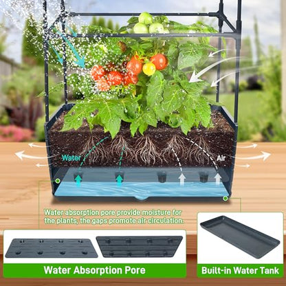 2 Packs Raised Garden Bed Tomato Planter Box with Trellis, 55.2" Self-Watering Tomato Cage with Rectangular Trellis for Climbing Plants Flowers Vegetables Vine in Patio Garden Indoor Outdoor - size: 4 Tiers-55.2"
