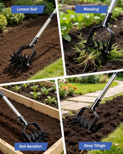 Joyhalo Rotary Cultivator Garden Tool Manual Hand Tiller