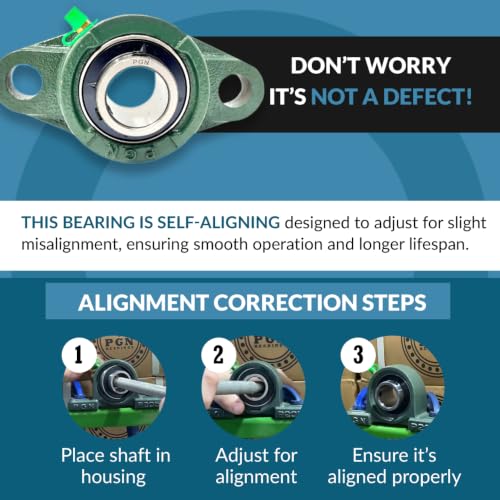 PGN UCFL205-16 (2 Pack) 2-Bolt Flange Bearing 1" Bore - size: 2, style: UCFL205-16