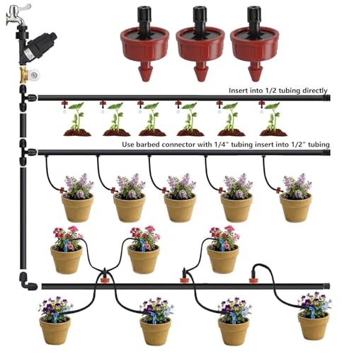 1 GPH Pressure Compensating Drippers: 20 Pcs Drip Irrigation Spot Constant Flow Emitters Parts for Drip Watering System (1 GPH)