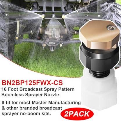 2PCS BN2BP125FWX-CS Boomless Nozzle Full Pattern 2GPM 12v Pumps 16 Foot Broadcast Spray for Valley Industries and Master Manufacturing