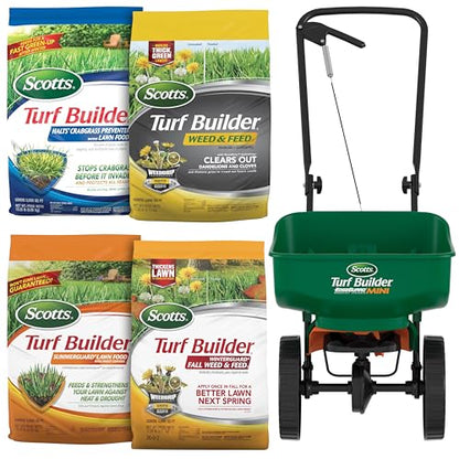 Scotts Turf Builder Bundle with Lawn Spreader for Small, Northern Lawns