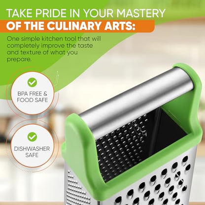 Spring Chef Stainless Steel XL Cheese Grater for Kitchen, Green - color: Green