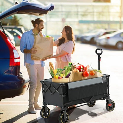 Timber Ridge Collapsible Wagon Cart with Brakes - color: Gray, size: 200L