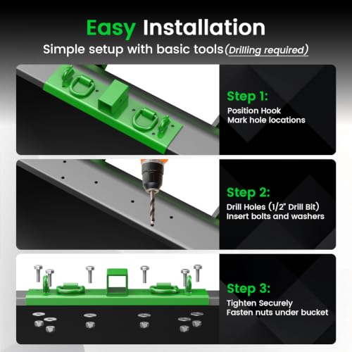 JY PERFORMANCE Tractor Bucket Grab Hooks Compact Bolt On - color: Green