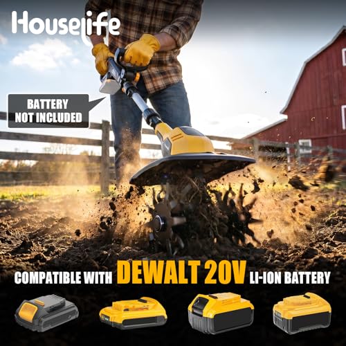 Cordless Tiller Cultivator Compatible with DEWALT 20V Battery (Tool Only)