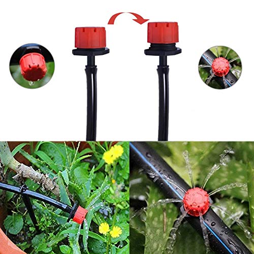 100PCS 1/4" Adjustable Watering Sprinklers for Micro Drip Irrigation System - color: 100PCS Red 8 Holes