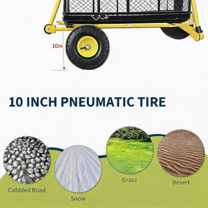 900 Lbs Steel Garden Dump Cart,Dump Wagon with Removable Sides - color: Green