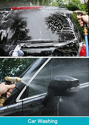 ESOW Garden Hose Nozzle, Heavy Duty Metal Brass Nozzle, 4 Spray Patterns - color: Black