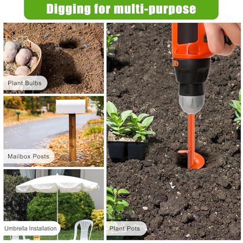 Insaga 2Pack Auger Drill Bit for Post Hole Digger, Spiral Garden Earth Auger Bulb Drill Bit for Planting 1.6 x 9'' and 4 x 12'', Hole Digger for Fence Posts,Flowers Plants, Fits 3/8" Hex Drive Drill - size: 1.6 x 9'' + 4'' x 12''