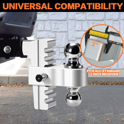 6 Inch Drop/Rise Aircraft-Grade Aluminum Trailer Hitch for 2" Receiver