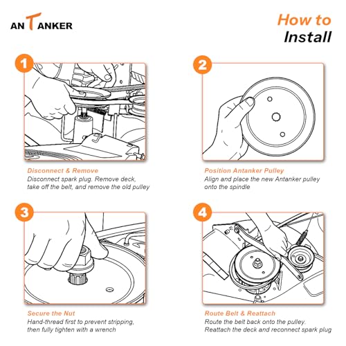 Antanekr 173437 532173437 Flat Idler Pulley for Craftsman Lawn Mower Tractor, Mower Pulley Fits Husqvarna Poulan 42” 44” Deck Replace 131494 532131494 173438 165888 LT16542 LT18452 LTH1342, 2 Pack - color: 2 pcs