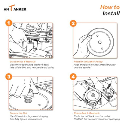 Antanekr 173437 532173437 Flat Idler Pulley for Craftsman Lawn Mower Tractor, Mower Pulley Fits Husqvarna Poulan 42” 44” Deck Replace 131494 532131494 173438 165888 LT16542 LT18452 LTH1342, 2 Pack - color: 2 pcs