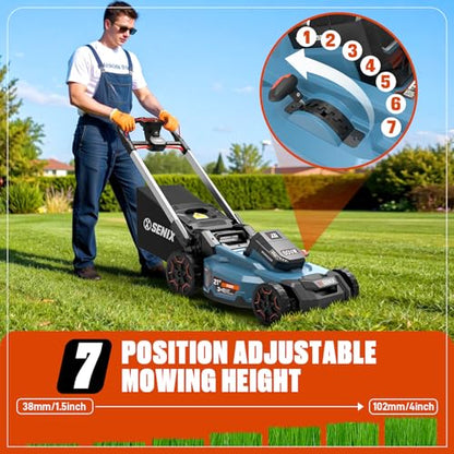 SENIX 60 Volt Max* 21-Inch 3-in-1 Cordless Push Lawn Mower - size: 21in with 6Ah Battery