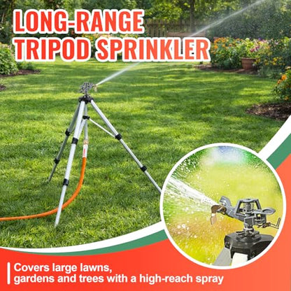 YAMATIC Impact Sprinkler, 21-50in Height Adjustable Tripod Base, 1 PCS
