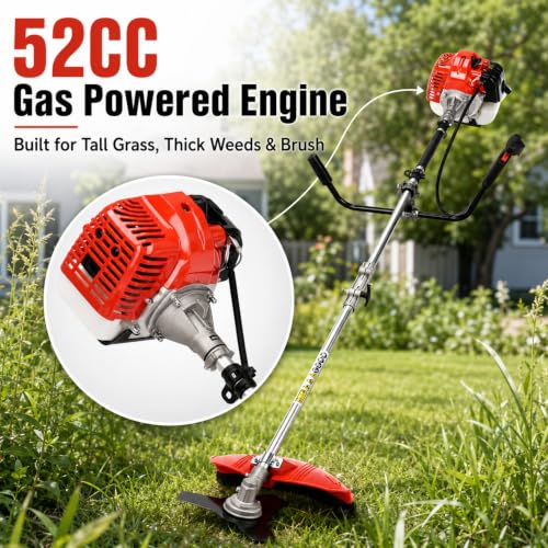 52CC Gas Weed Wacker, 2-in-1 String Trimmer & Brush Cutter