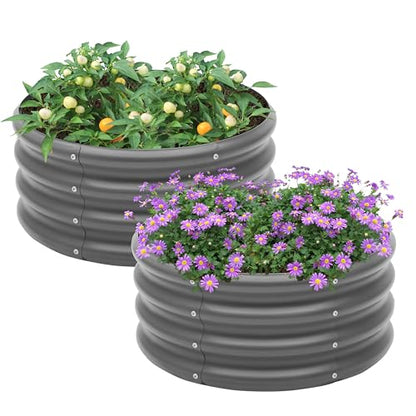 Besebay 2-Pack 2x1ft Galvanized Raised Garden Bed, Outdoor Planter Bed, - color: Dark Grey, size: 2x2x1ft-2Pcs