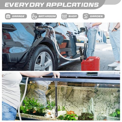 Portable Transfer Pump Battery Operated Electric Siphon Pump for Gas, Fuel, Diesel, Water Transfer 2.4 GPM Flow Oil Extractor, 47 Inches Hose-Easy to Use Hand Fuel Pump, Multi-Use Transfer Pump(Grey) - color: 1 Pack Grey 2