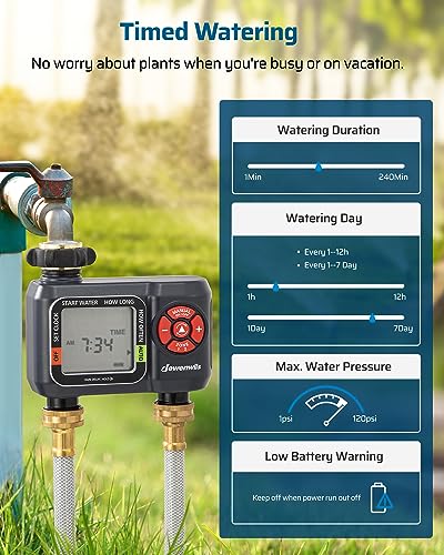 DEWENWILS 2-Zone Hose Timer with Rain Delay, Manual & Auto Watering - color: 2 Zone