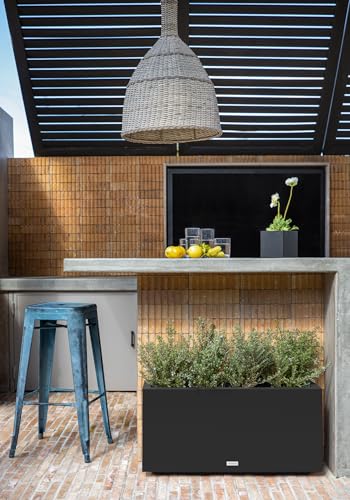 Veradek Block Series Long Box Planter - Rectangular Outdoor Planter - color: Black, size: Medium - 2 Pack
