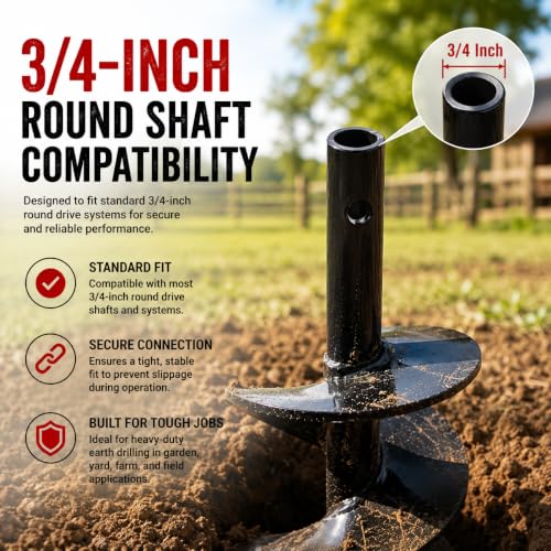 XtremepowerUS Replacement Auger Bit 6" inch for Post Holes Earth Digger Planting Drill Fence Hole Maker Machine Shaft Size 3/4" - size: 6"