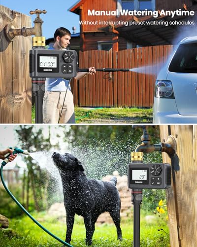 Sprinkler Timer with Brass Swivel, Programmable Water Timer for Outdoor Garden Hose, Hose Timers with Rain Delay/Manual/Auto Mode, Drip Irrigation and Lawn Watering System, 1 Outlet - size: 1 Outlet