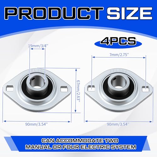 4 Pcs Sbpfl204-12 3/4" Pressed Flange Bearing 2-Bolt Mount