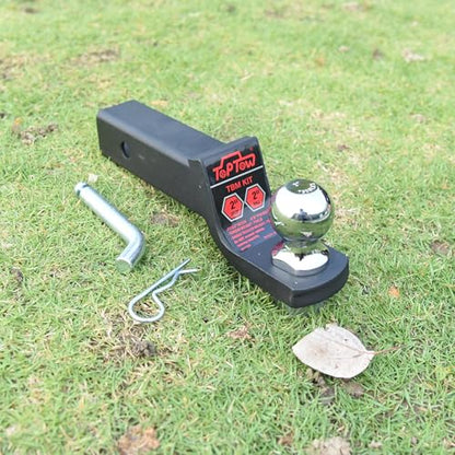 TOPTOW 2" Drop Trailer Hitch Ball Mount Kit with 2" Trailer Ball and 5/8" Hitch Pin, Fits 2" Hitch Receiver, Matte Black - size: 2" Drop with Ball and Lock