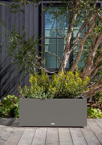 Veradek Block Series Long Box Planter - Rectangular Outdoor Planter - color: Gray, size: Large - 2 Pack