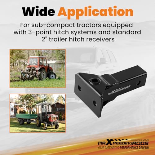maXpeedingrods Sleeve Hitch Adapter, 2" Receiver, for Sub-Compact Tractors with 3-Point Hitch Systems & Standard 2" Trailer Hitch Receivers