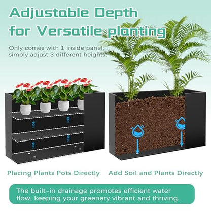 Montex Large Metal Rectangular Outdoor Planter Box, 38''L x16''Wx20''H - size: 38''L x 16''W x 20''H