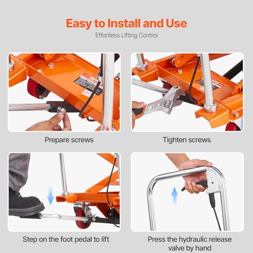 VEVOR Hydraulic Lift Table Cart, Orange, 50-Inch