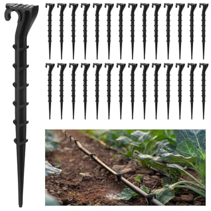 Glooglitter 120 Pack 1/4 Inch Drip Irrigation Stakes Garden Tubing Holder