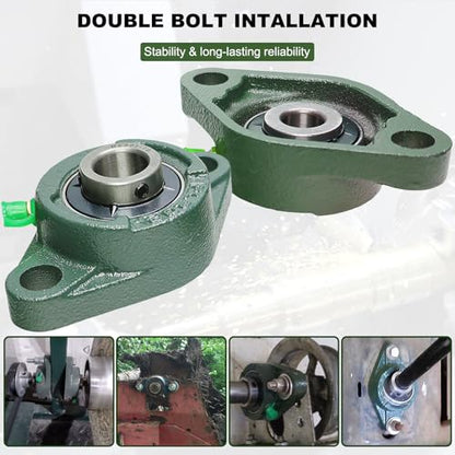 2 Pack UCFL202-10 Pillow Block Bearing - Flange Mounted Pillow Block Bearings - Bearing Steel Bearings with 5/8" Bore - Self Alignment - style: UCFL202-10