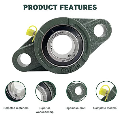 DEEPDREAM UCFL205-16 Pillow Block Bearing,Pack of 2 Flange Mounted Bearings,1 inch Bore,2 Bolt Flange Bearing, Self Alignment Pillow Block Bearing - size: UCFL205-16-2pcs