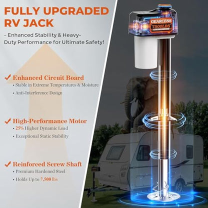 Electric Trailer Jack 7500LBS, RV Electric Tongue Jack with 2 pcs Remote - size: Trailer Jack with Remote Controls