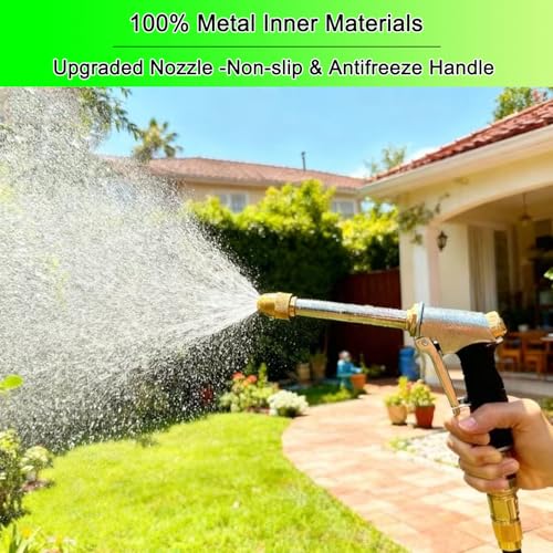 Heavy Duty Garden Hose Nozzle with Adjustable Brass Spray Tip - size: 8.8*5.5*1.4