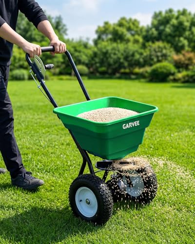 80 LBS Walk Behind Push Broadcast Spreader,12FT Spreading Width,Adjustable - size: 80 LBS