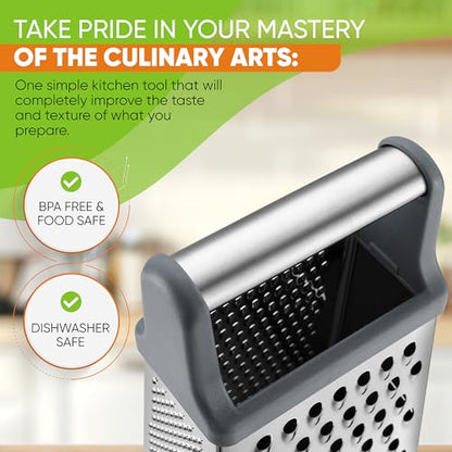 Spring Chef Stainless Steel XL Cheese Grater for Kitchen, Gray - color: Gray