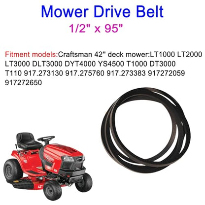 144959 Drive Belt 1/2"X 95" for Craftsman LT1000 LT2000 LT3000 Lawn Mower