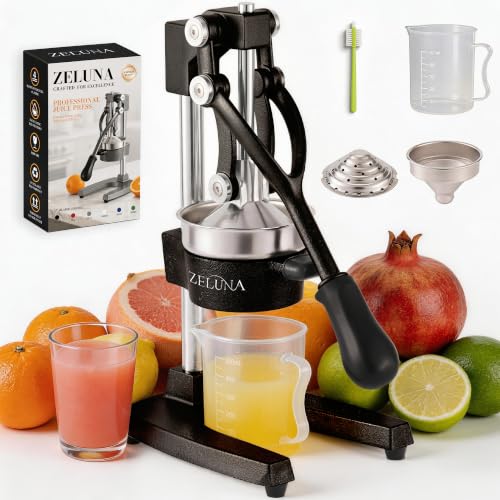 Cast Iron Manual Hand Press Juicer for Citrus & Pomegranate,Black - color: Black