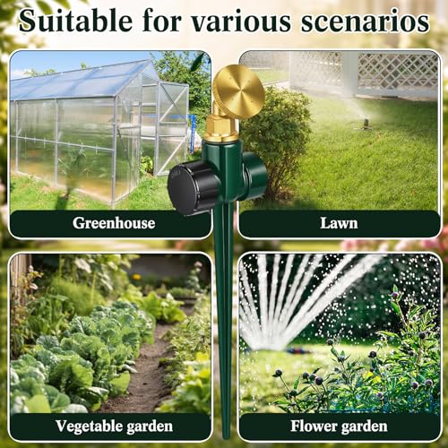 Tioncy 4 Pack Metal Lawn Sprinkler for Yard with Brass Nozzle & Aluminum Alloy Spike Base, Adjustable Automatic Garden Sprinkler System with Screen Gasket for Lawn Garden Yard Greenhouse(Green) - color: Green